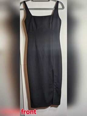 Hello Molly Black Square-Neck Midi Slip Dress